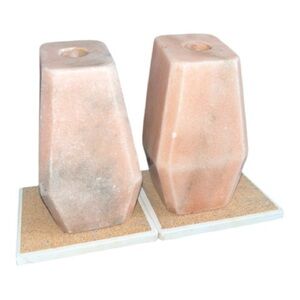 Set of 2 Pink Onyx Candle Holders